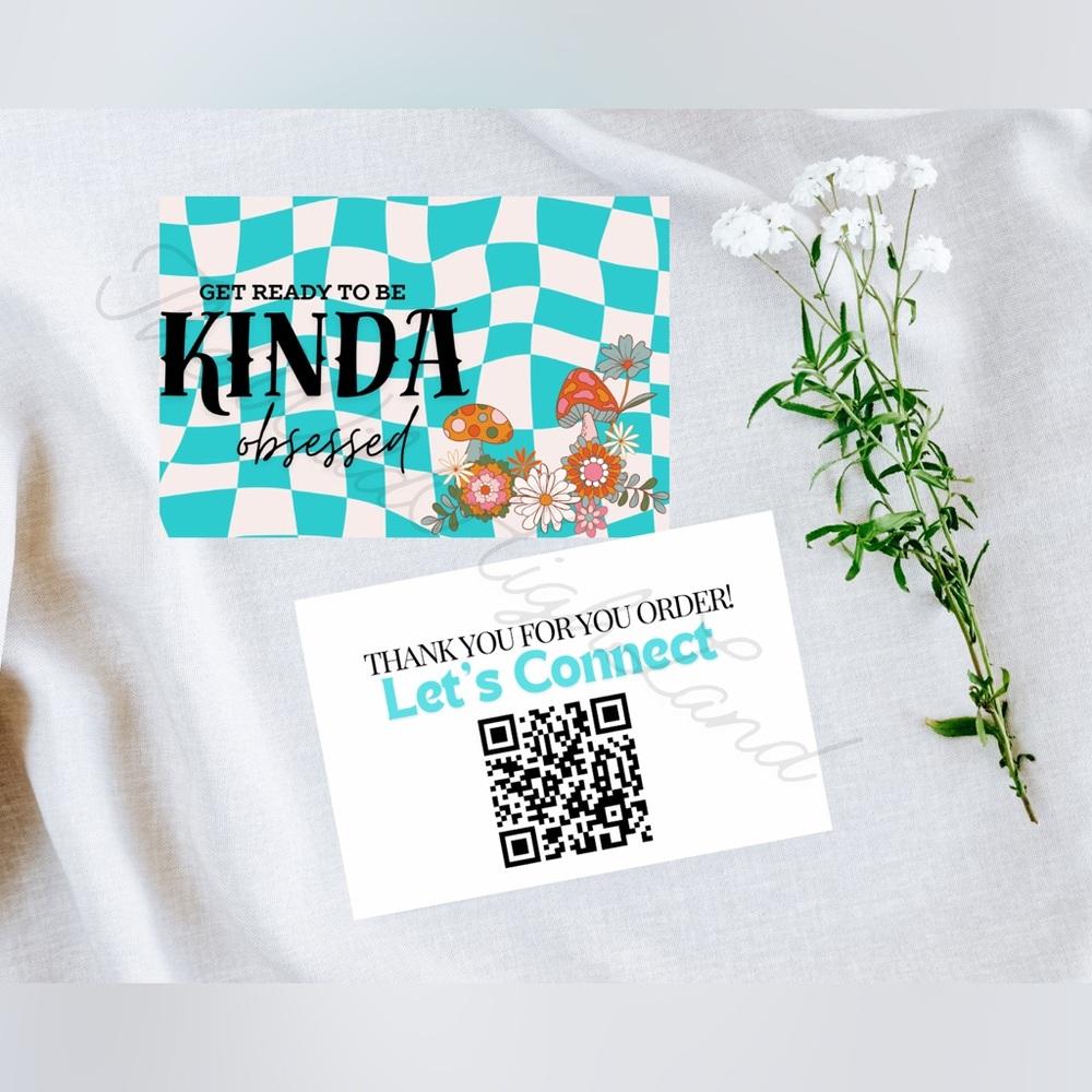 Blue checkered Print Thank You Cards, Custom Cards